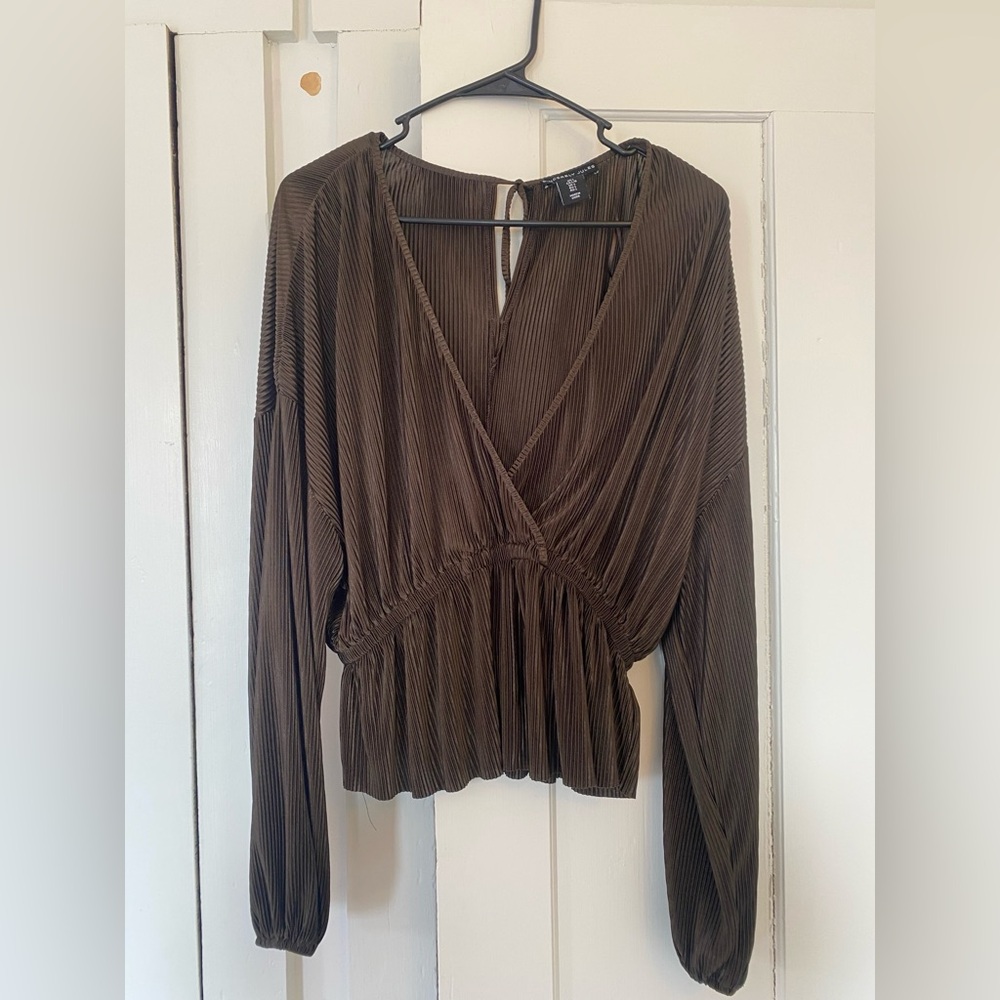 Sincerely Jules Brown Pleated Blouse